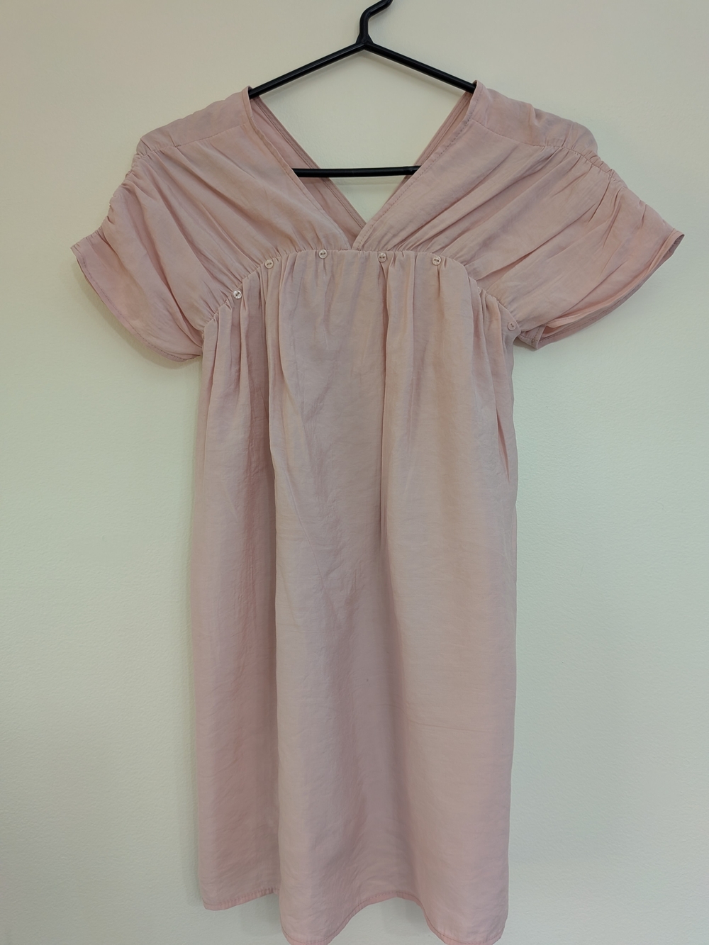 Zara Girl Light Blush Pink V-Neck Short Sleeve Midi Dress